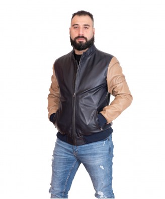 LEATHER MEN'S JACKET WITH RUBBER